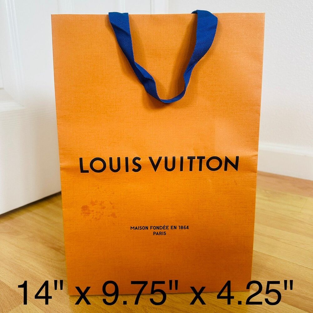 LV Louis Vuitton Paper Shopping Bag - med orange, 14" x 9.75" x 4.25" | FLAWED